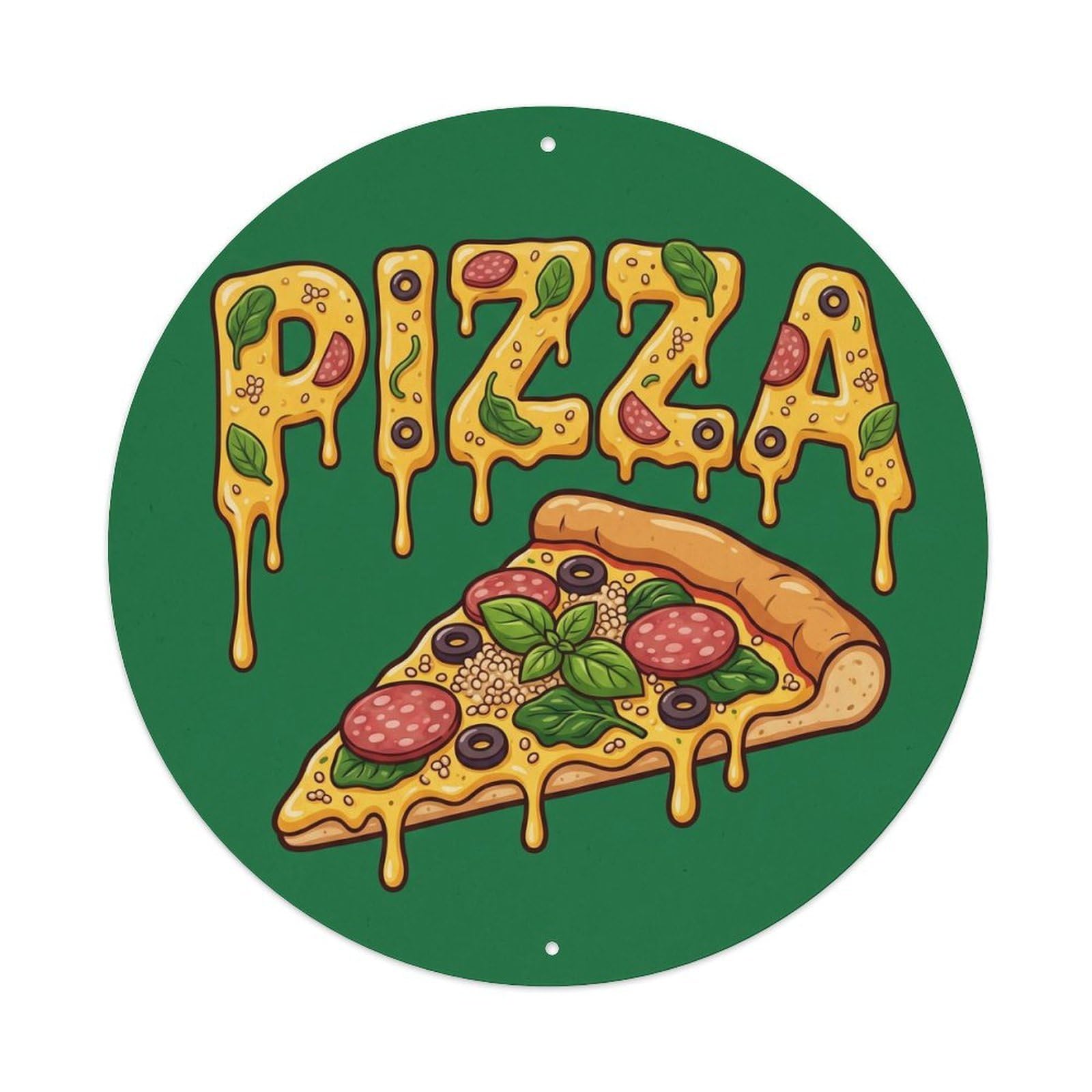 Cwbufd Vintage Style Vintage Pizza Slice Quinoa Spinach Vintage Metal Tin Sign Plaque Wall Decor For Cafe, Club Bar, Office, Garden Metal Poster 8X8inch