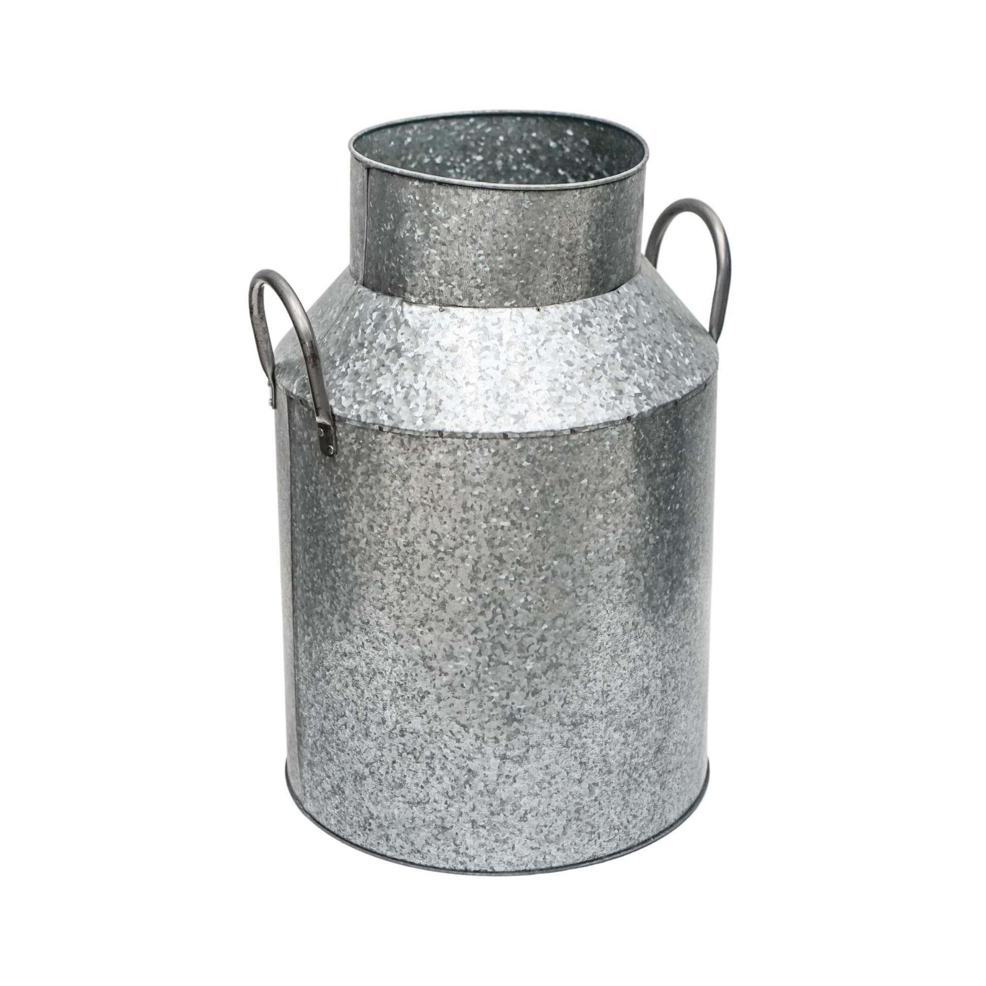 Ivyline Galvanised Iron Milk Churn Planter - Built In Drainage - Frost Resistant & Uv Stable Decorative Waterproof Outdoor Flower Pot - H43cm X D28cm