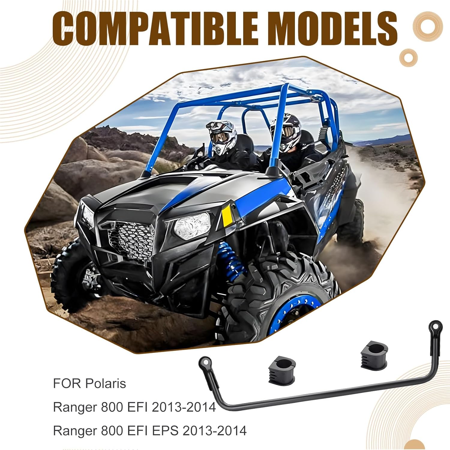 Rear Stabilizer Bar & Steering Bushing For Polaris Ranger 800 EFI 2013-2014 (Only for EFI Edition) 1016353-458