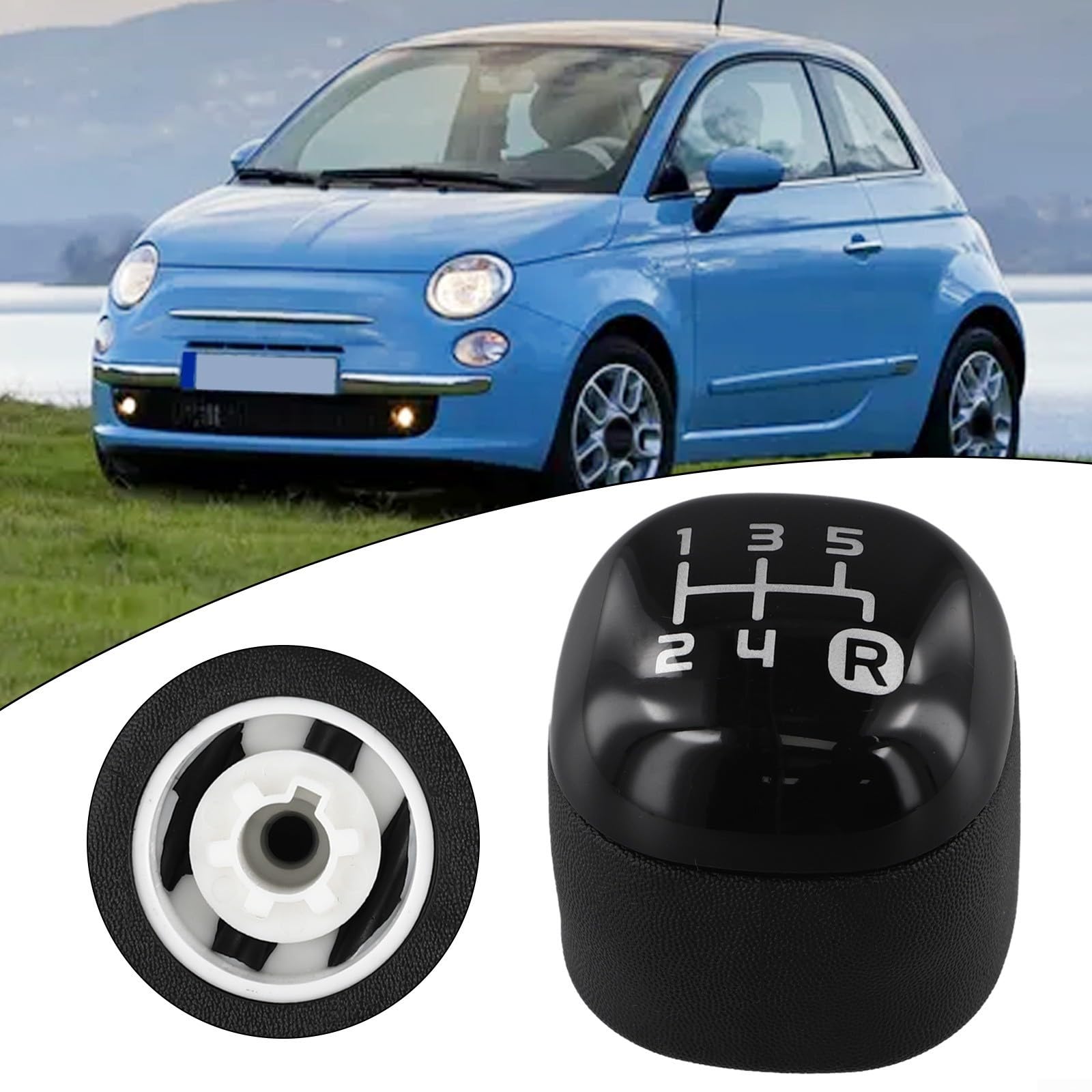 Pomello Cambio Nero 5 Marce Per Fiat Panda X58L Dal 2012 - Sostituisce 502942700, In Plastica, Facile Da Montare