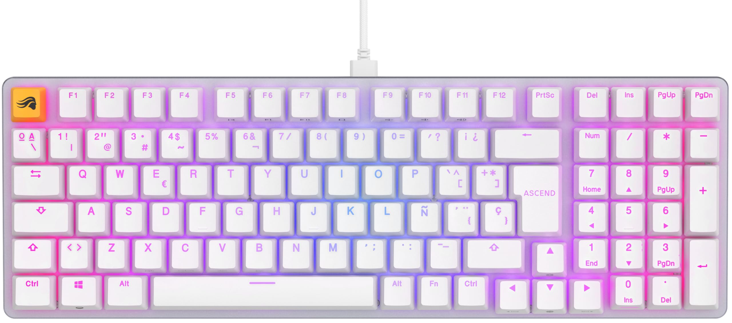 GLORIOUS GMMK 2 Full Size 96% Teclado Mecánico Hot Swap QWERTY ES (Blanco) | Switches lineales preengrasados, retroiluminación dinámica, placa aluminio, componentes dobles duraderos, perfil ergonómico