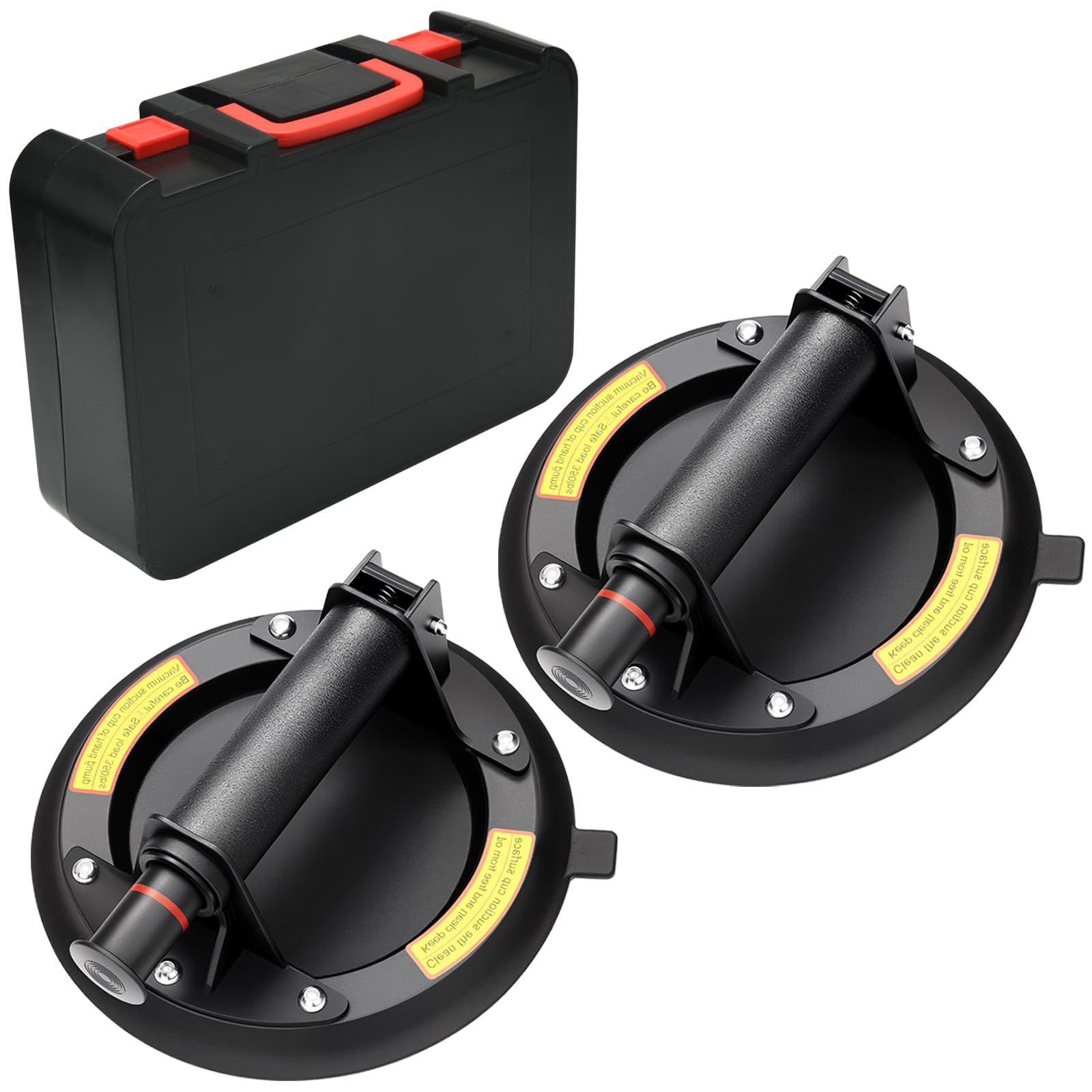 2 Pack 8"Ventosa Para Azulejos, Ventosas para Cristal con Maleta Portátil Ventosa de Vidrio Máx Cargas 200KG,Entosas de Vacío para Levantar Cristales, Mármol y Cerámica