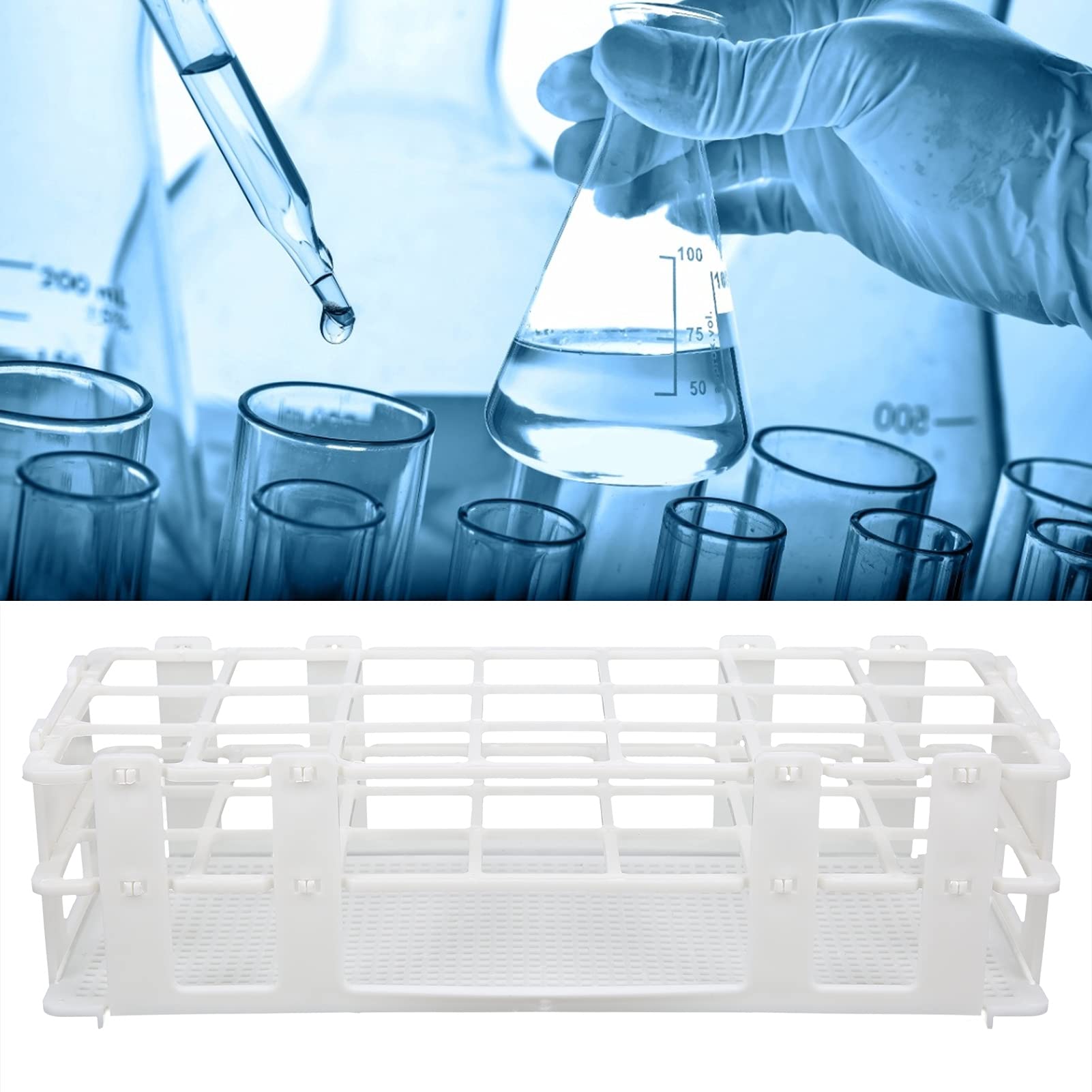 Gradilla para Tubos de Ensayo 30 mm x 21 Orificios Plástico Desmontable Laboratorio