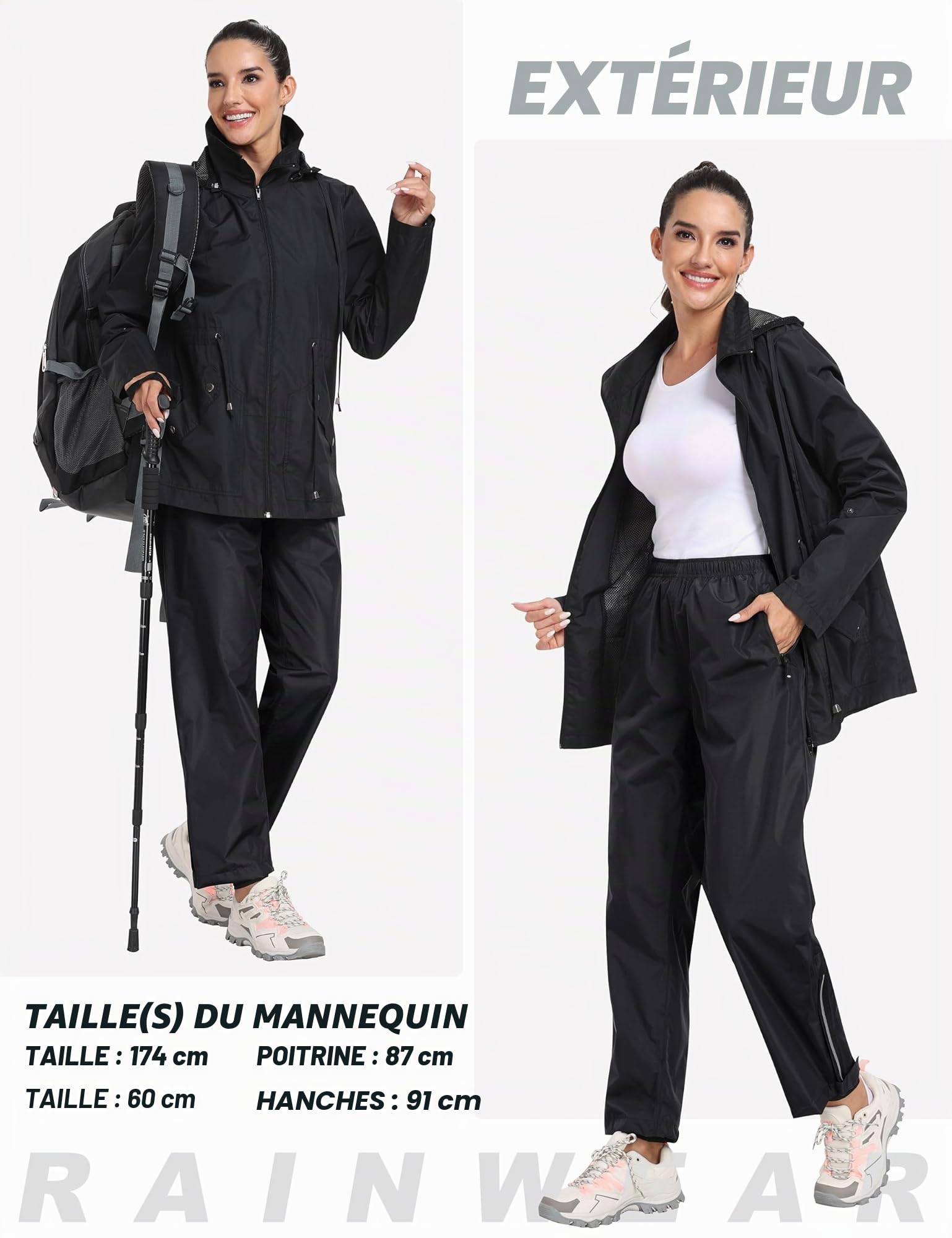 MoFiz Pantalon Imperméable Femme Surpantalon Pantalon de Randonnée Léger Pliable Pantalon de Pluie pour Cyclisme Trekking Extérieur Marche Pêche