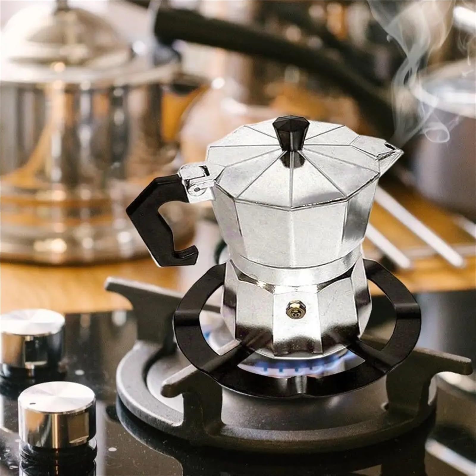 Cremagliera Per Stufe A Gas 2 pz Stufa A Gas Cremagliera Stufa Del Basamento In Acciaio Caffettiera Porta Gamma di Gas Anello di Supporto Bruciatore Griglia Piano Cottura A Gas Cremagliera Accessori D