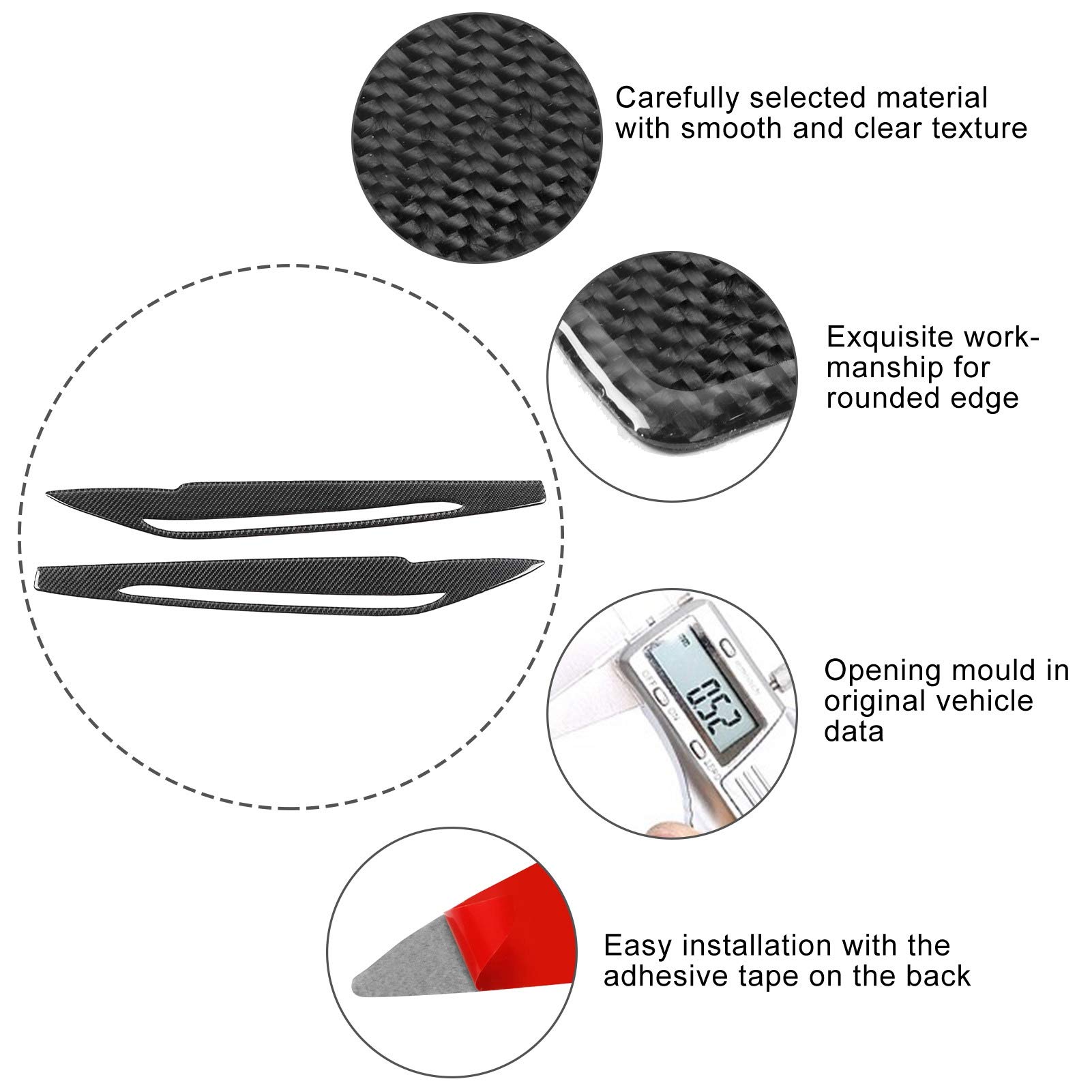 Scheinwerfer Augenbraue, Scheinwerfer Augenbraue, Qiilu Carbon Auto Styling Frontscheinwerfer Augenlid Fit für X5 X6 F15 F16 2014-2018 (2Pcs)