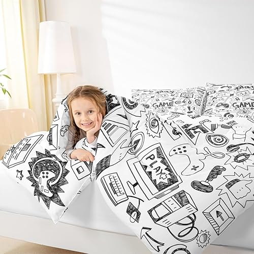 Vista 83 de Juego de ropa de cama de tractor tamaño matrimonial, juego de edredón de camión de equipo, edredón de plumón de excavadora de construcción, juego