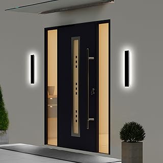 23.6inch Porch Wall Lights - Long Strip Modern Outdoor Wall Light Fixture, Dimmable Black Wall Mount Exterior Lighting Wall Sconce Outside Garage Lights for House, Courtyard, Corridor
