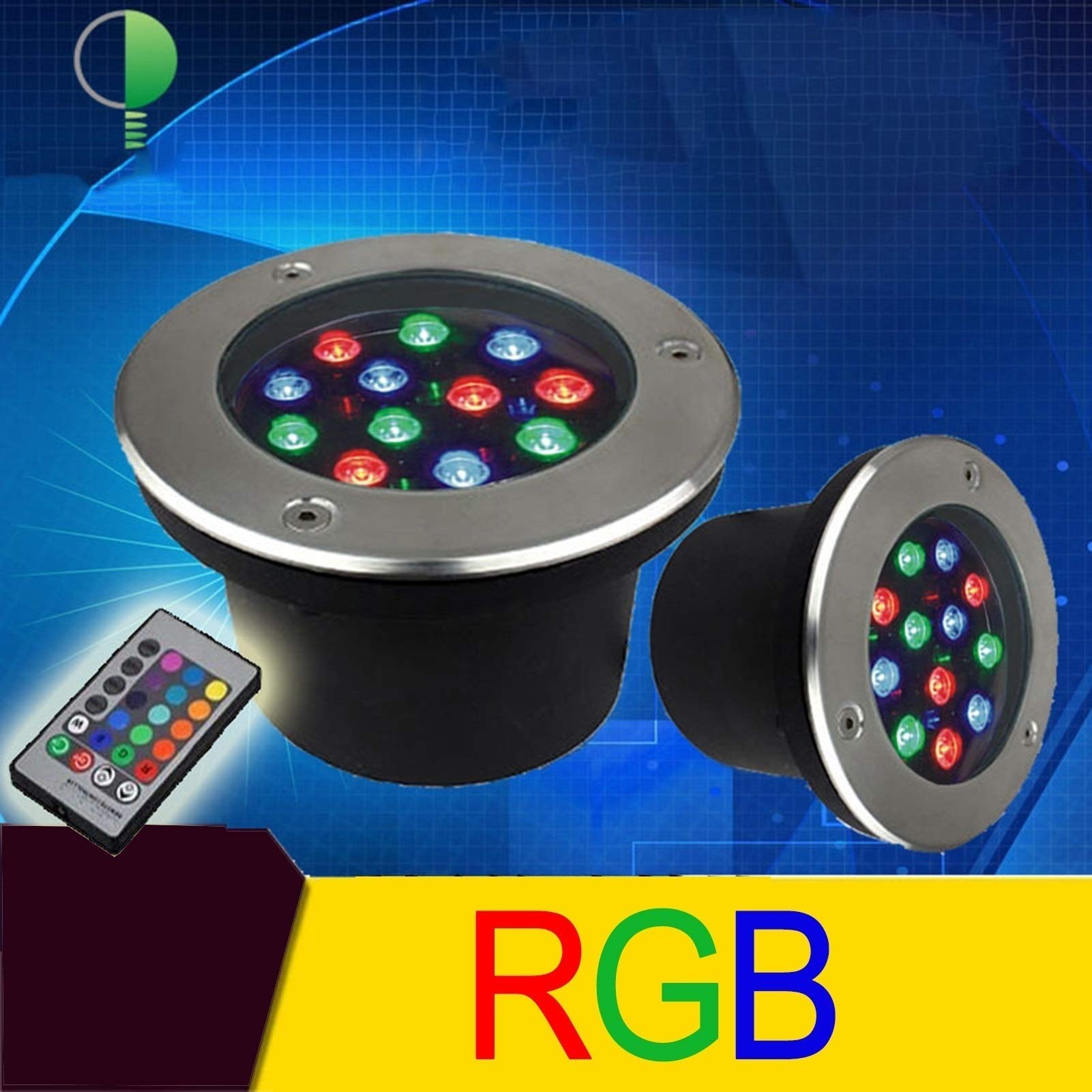 Faretto Subacqueo Incasso Faretti Piscina RGB con Telecomando IP68 Impermeabile Acciaio Inossidabile for Giardino, Piscina, Piscina, All'aperto (Colore : 220V, Misurare : 15W)