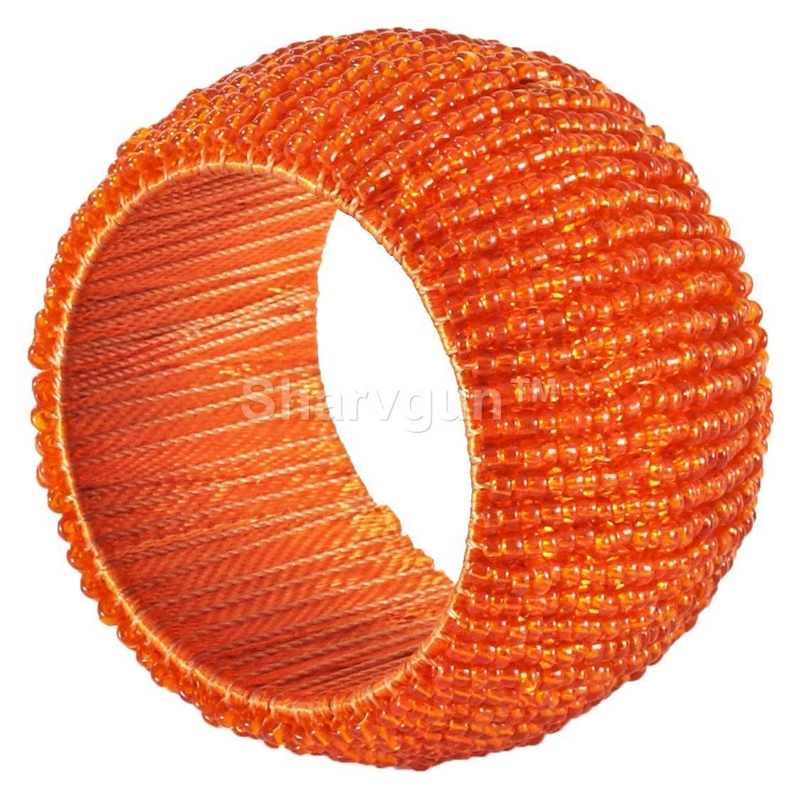 Sharvgun Handmade Indian Beaded Napkin Rings - Set of 6, Table Accessories Item & Perfect for Dining Decor-Dia- 1.5