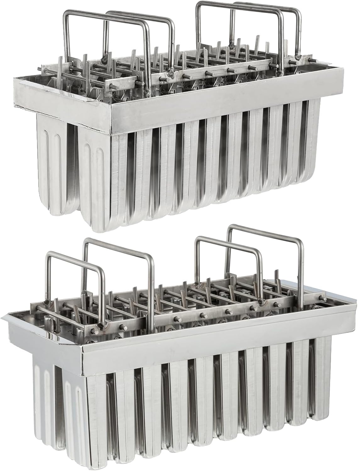 Dyna-Living Commercial Popsicle Molds 20PCS Round Heads without Slot & Commercial Popsicle Molds 20PCS Flat Heads with Double-slot