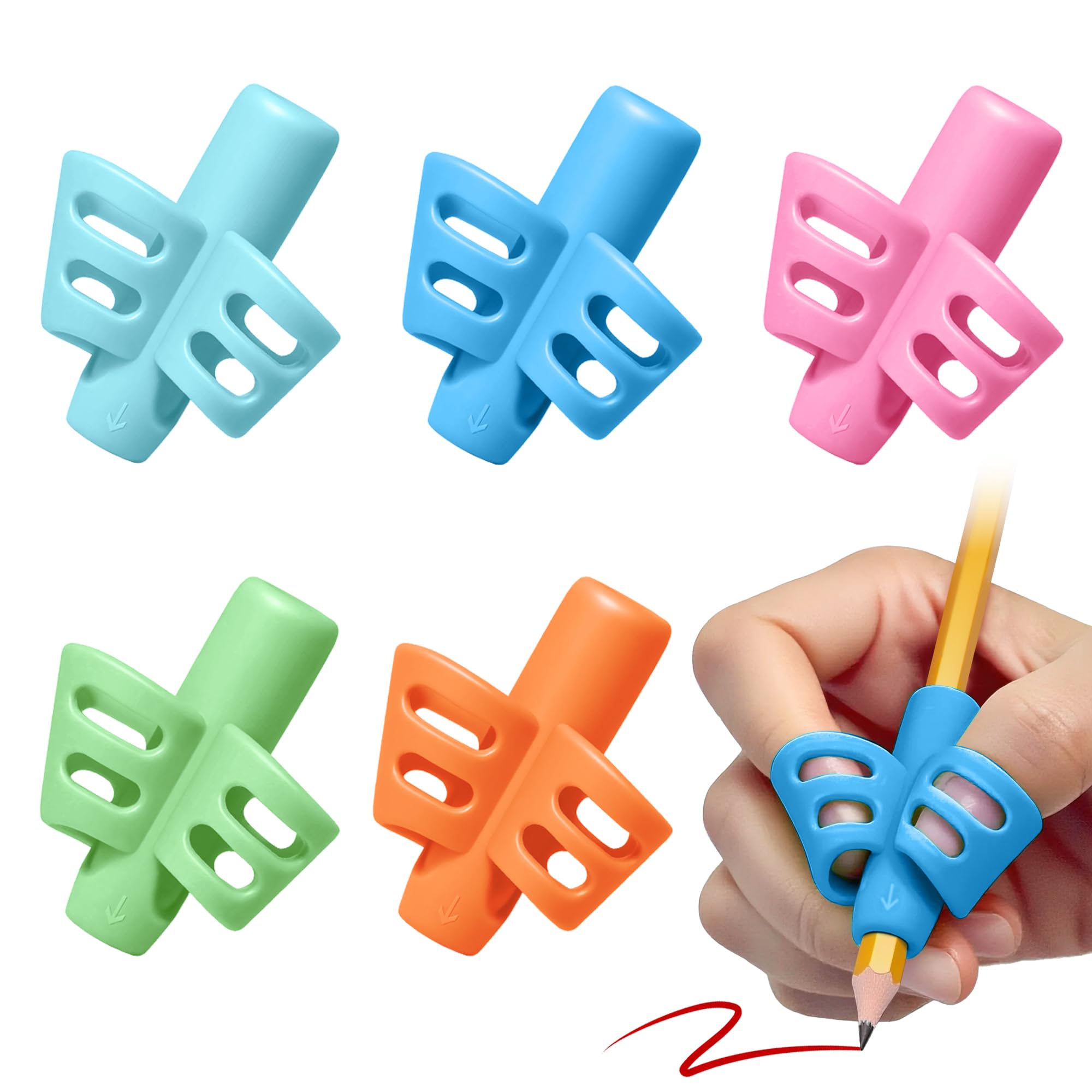 5 x Ergonomic Finger Pencil Guide, Soft Silicone Children's Writing Aid for Learning to Write