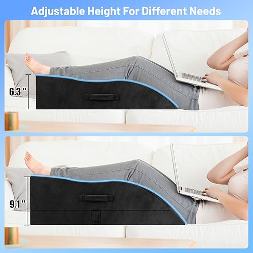 Miniatura 7 de Almohadas de elevación de piernas, almohada de cuña para después de una cirugía o descanso, soporte de piernas de espuma viscoelástica ajustable
