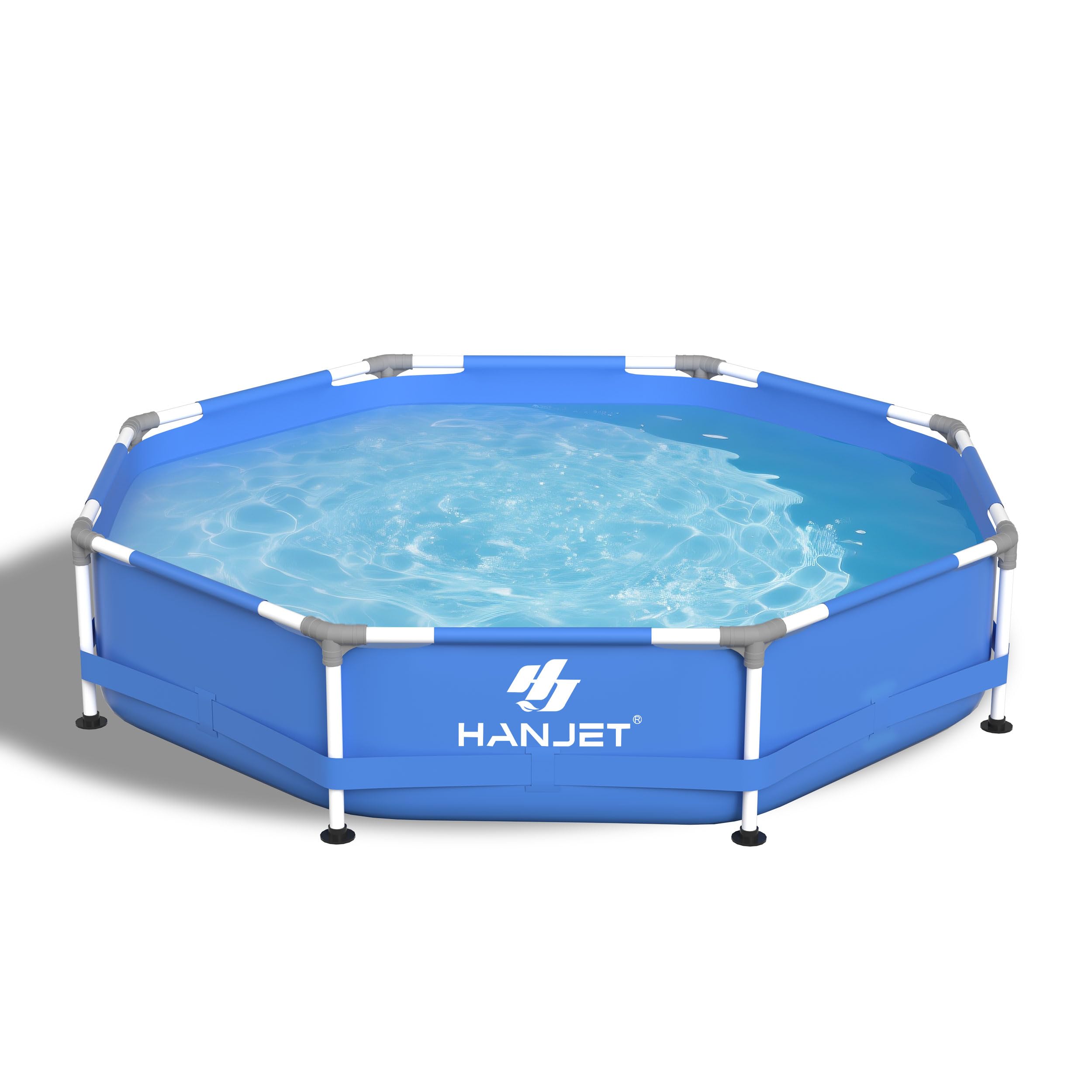 Steel Frame Pool PE Rahmenpool Schwimmbecken Aufstellpool Gartenpool Sommer Swimingpool Stahlrahmenpool Planschbecken für Außenbereich Hinterhof, rund, Blau (Ø244x51cm)