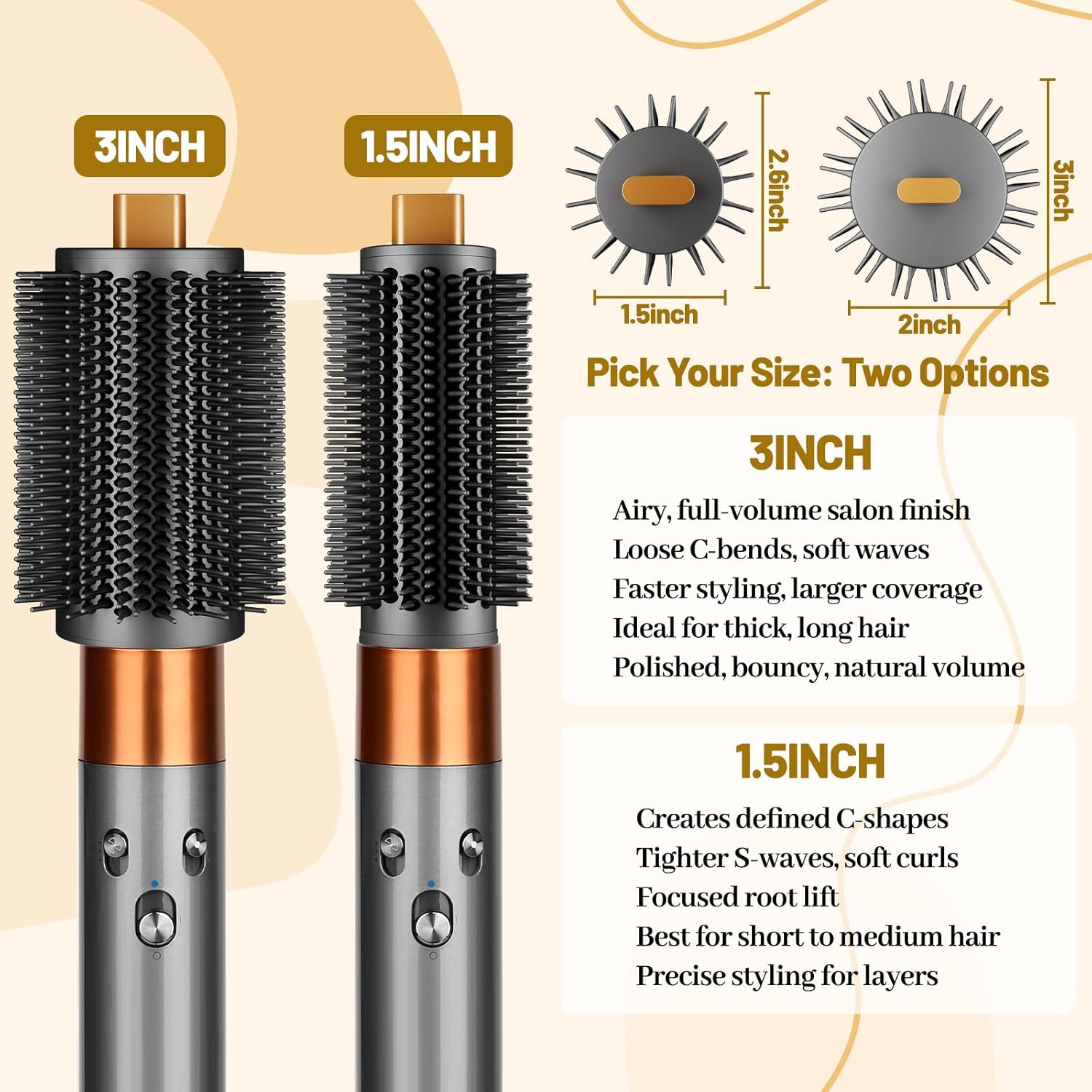 Upgraded Large Round Volumizing Brush for Dyson Airwrap Attachments, 3-Inch Large Barrel Round Brush Attachment Compatible with Airwrap HS01/05/08, Flexible Bristles for Volume Smooth Curling