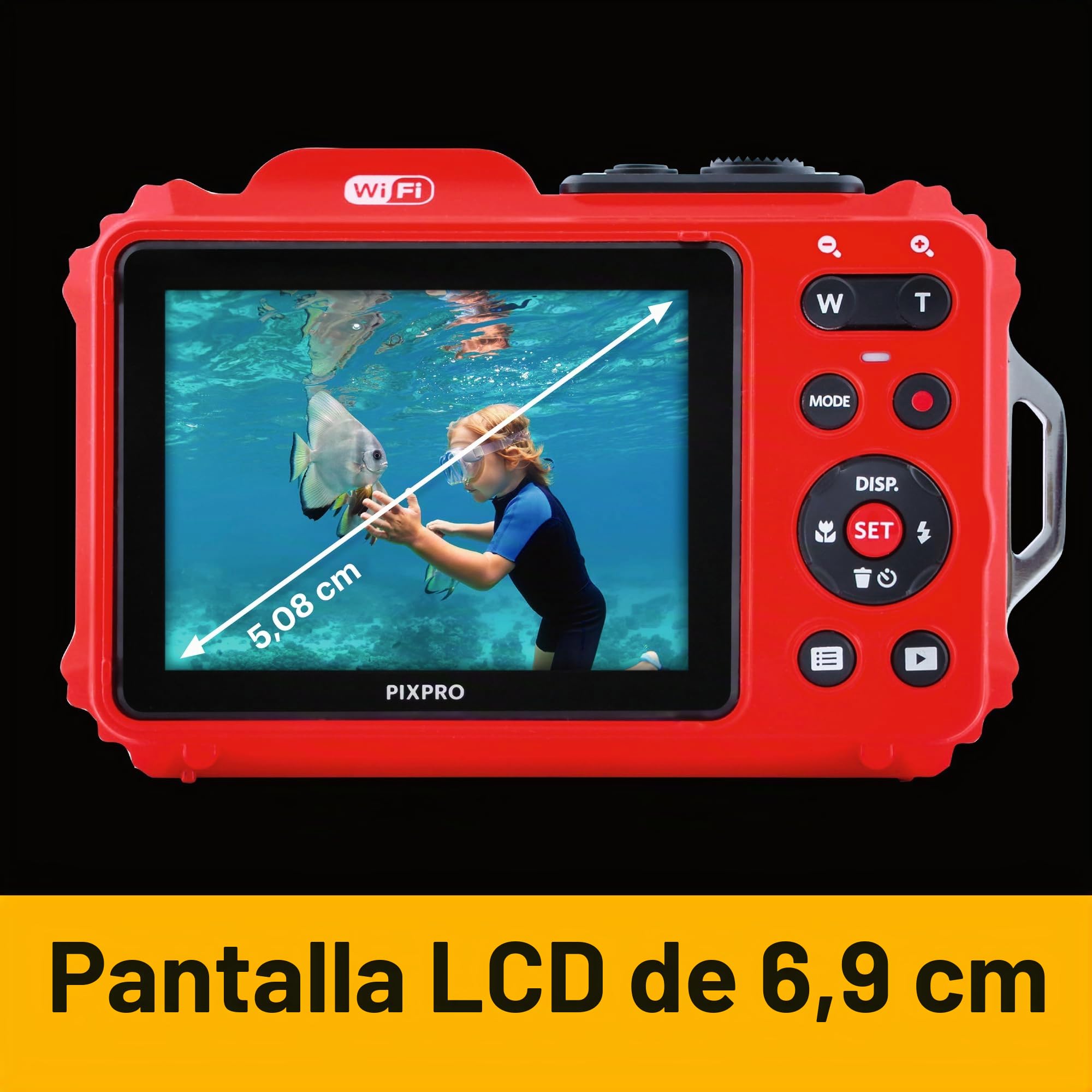 KODAK Pixpro Pack WPZ2 + 2 Batteries + 1 Carte SD - Compact 16M Pixels, Etanche à 15m, Anti-Choc, Video 720p, Ecran LCD 2,7 - Batterie Li-Ion - Rouge