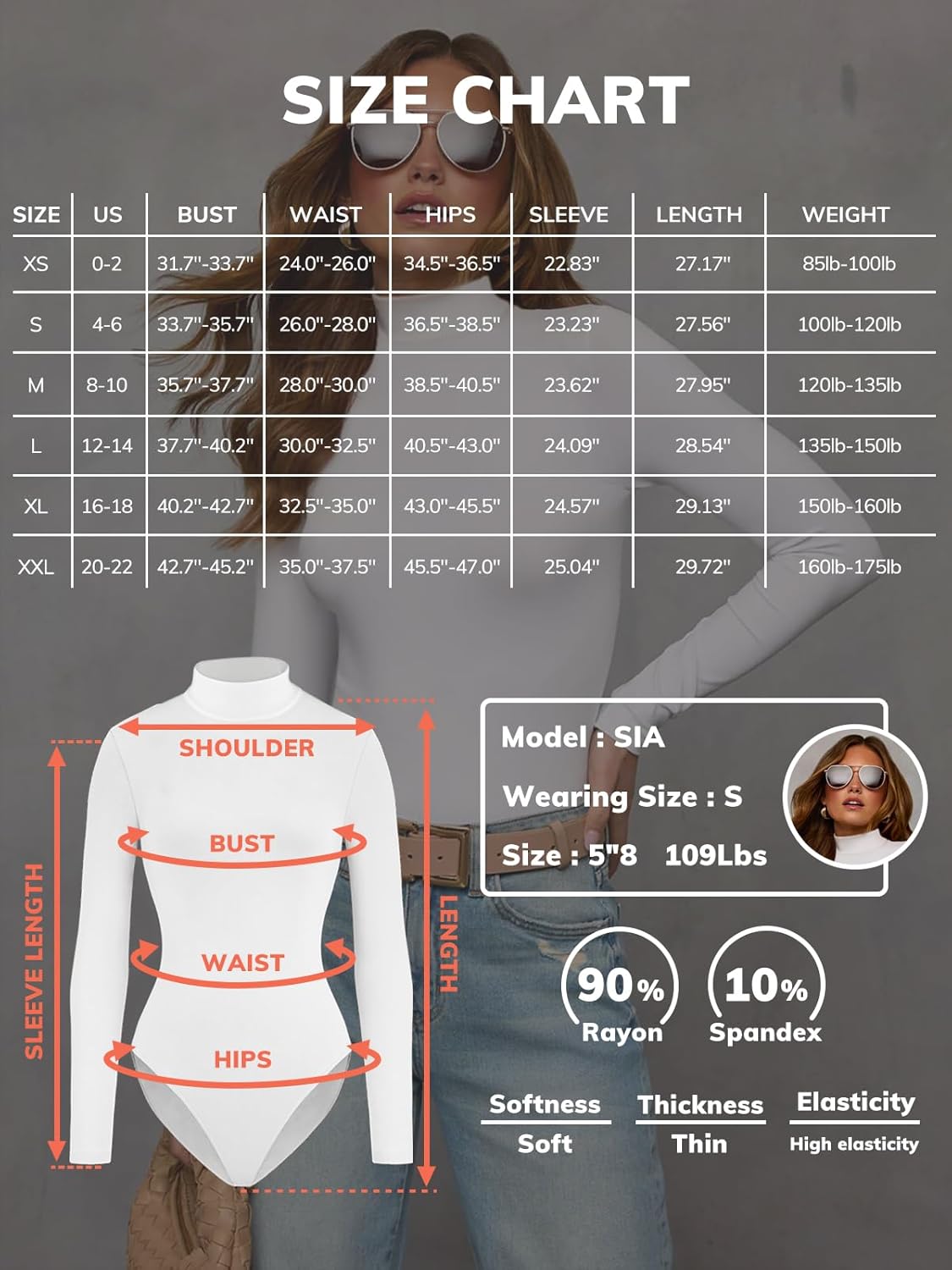 ATHMILE Women's Mock Turtle Neck Long Sleeve Tops Bodysuit Jumpsuit - Image 6