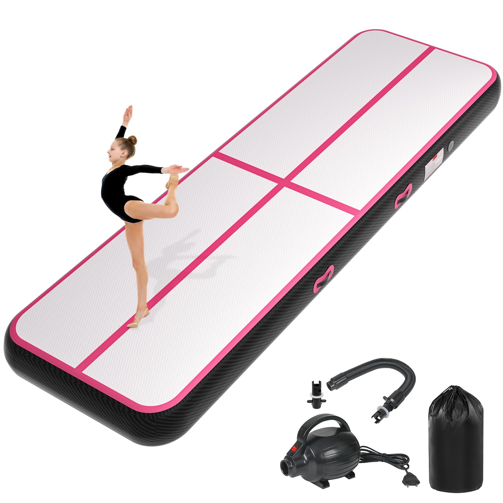 KIKILIVE Inflatable Air Gymnastics Tumbling Mat 6ft 10ft 13ft 16ft 20ft, Air Tumble Track Mat 4/8 inches Thickness with Electric Air Pump for Home Use