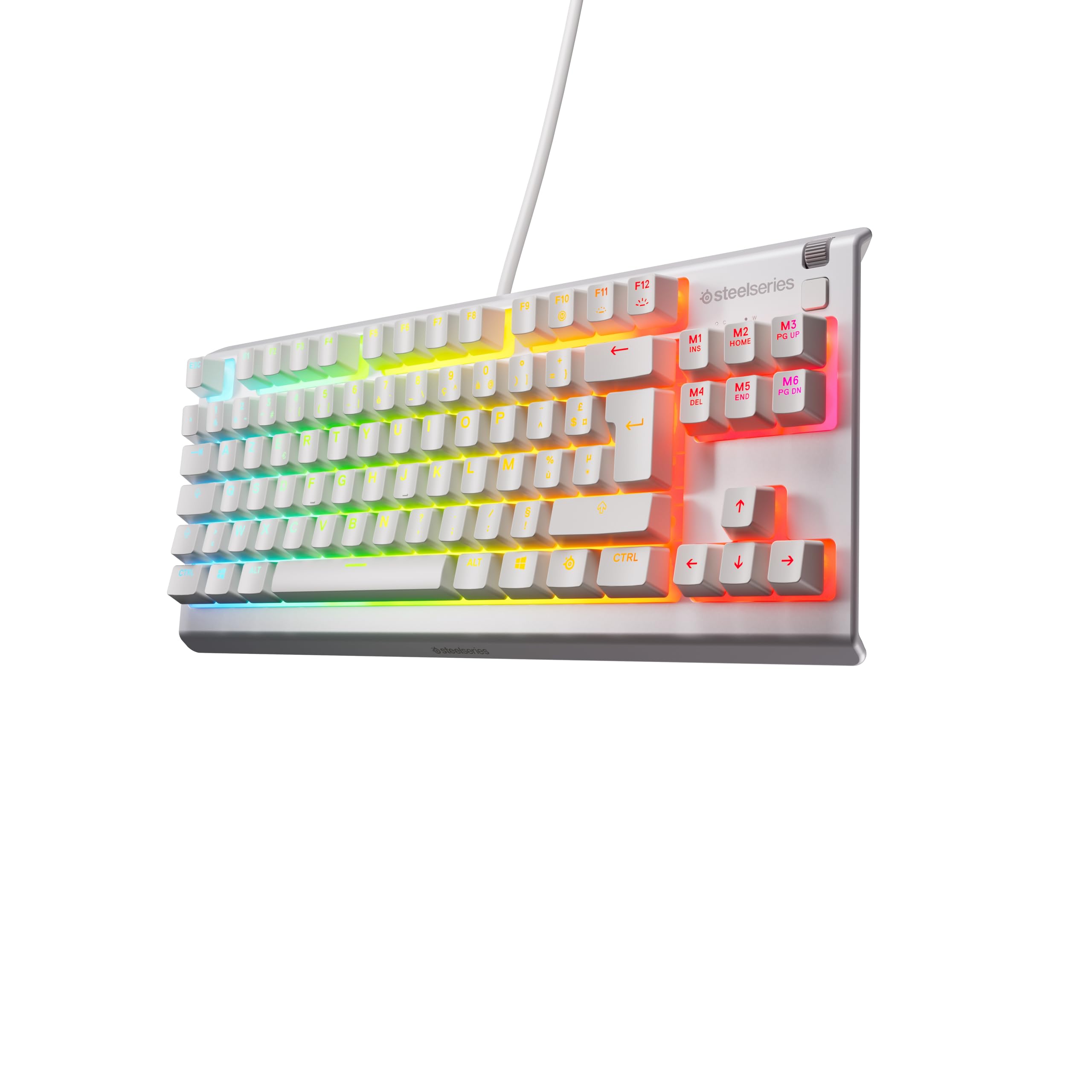SteelSeries Apex 3 TKL Blanc Clavier Gaming RGB - Format Compact sans pavé numérique - Illumination RGB sur 8 Zones - Résistant à l’Eau et à la poussière - Switchs Gaming Silencieux -Format FR AZERTY