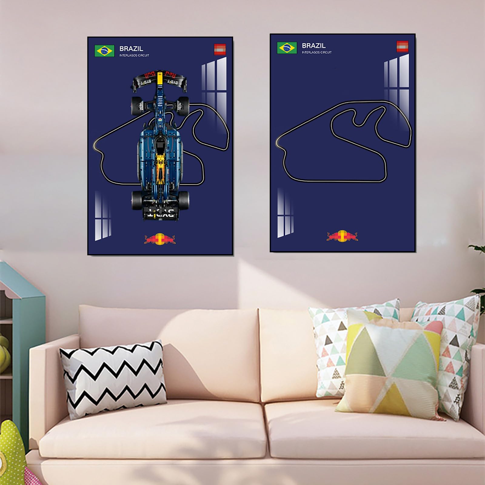 Display Wall Mount for Lego 42206 Technic Red Bull RB20 Racing Decorative Scoreboard for Car Wall Mount Le*go Lovers (Not included Model) (Interlagos Circuit in Brazil)