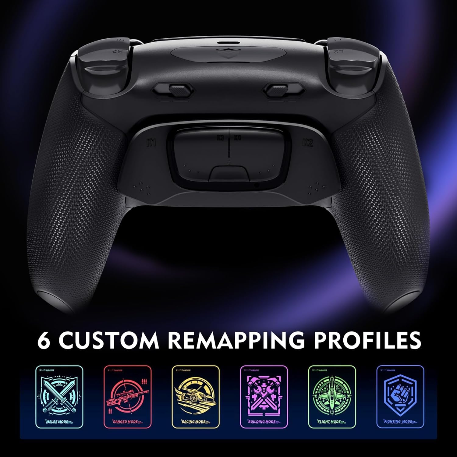 HEXGAMING ULTIMATE PRO Gaming Controller Compatible with ps5/PC/Mobile - 4 Back Buttons, 6 Custom Profiles, Adjustable Triggers, 8 Swappable Thumbsticks - Hall Effect Chaos Black