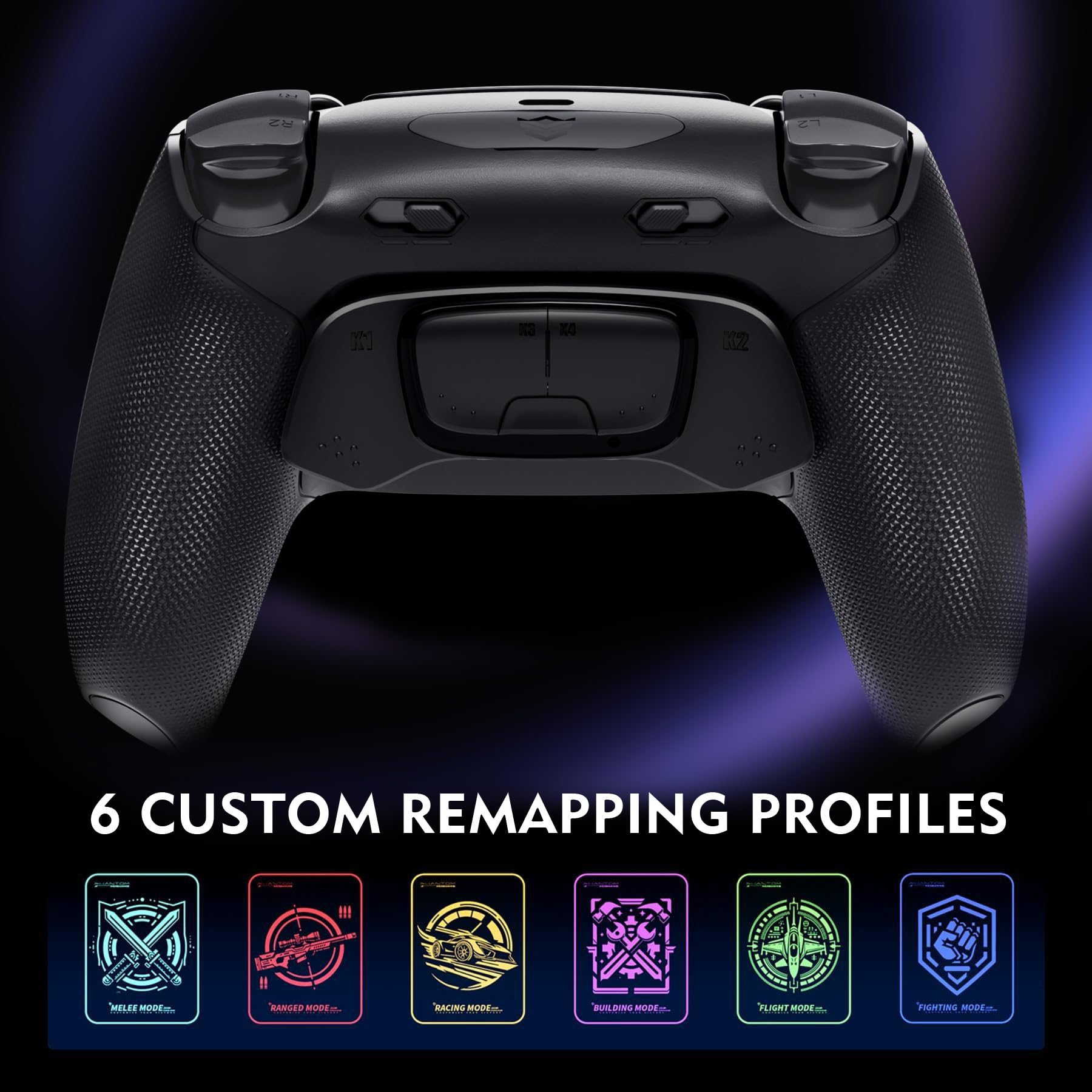 HEXGAMING ULTIMATE PRO Controller per ps5/PC,Wireless/USB Joystick Pro | 4 Tasti Posteriori Rimappabili&8 Levette Analogiche Effetto Hall&6 Profil&Trigger Grilletti Regolabili,Nero Chaos
