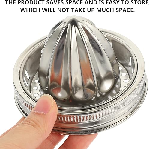Miniatura 5 de UPKOCH Tapa de exprimidor de cítricos de acero inoxidable, tapa de tarros de masón, exprimidor manual de limón y naranja, tapas de frasco de boca