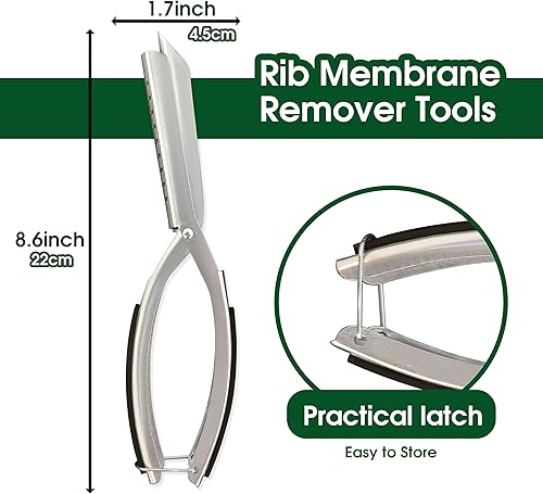 Miniatura 2 de Desollador de costillas para barbacoa, herramienta de extracción de membrana de costilla de acero inoxidable con agarre ergonómico antideslizante