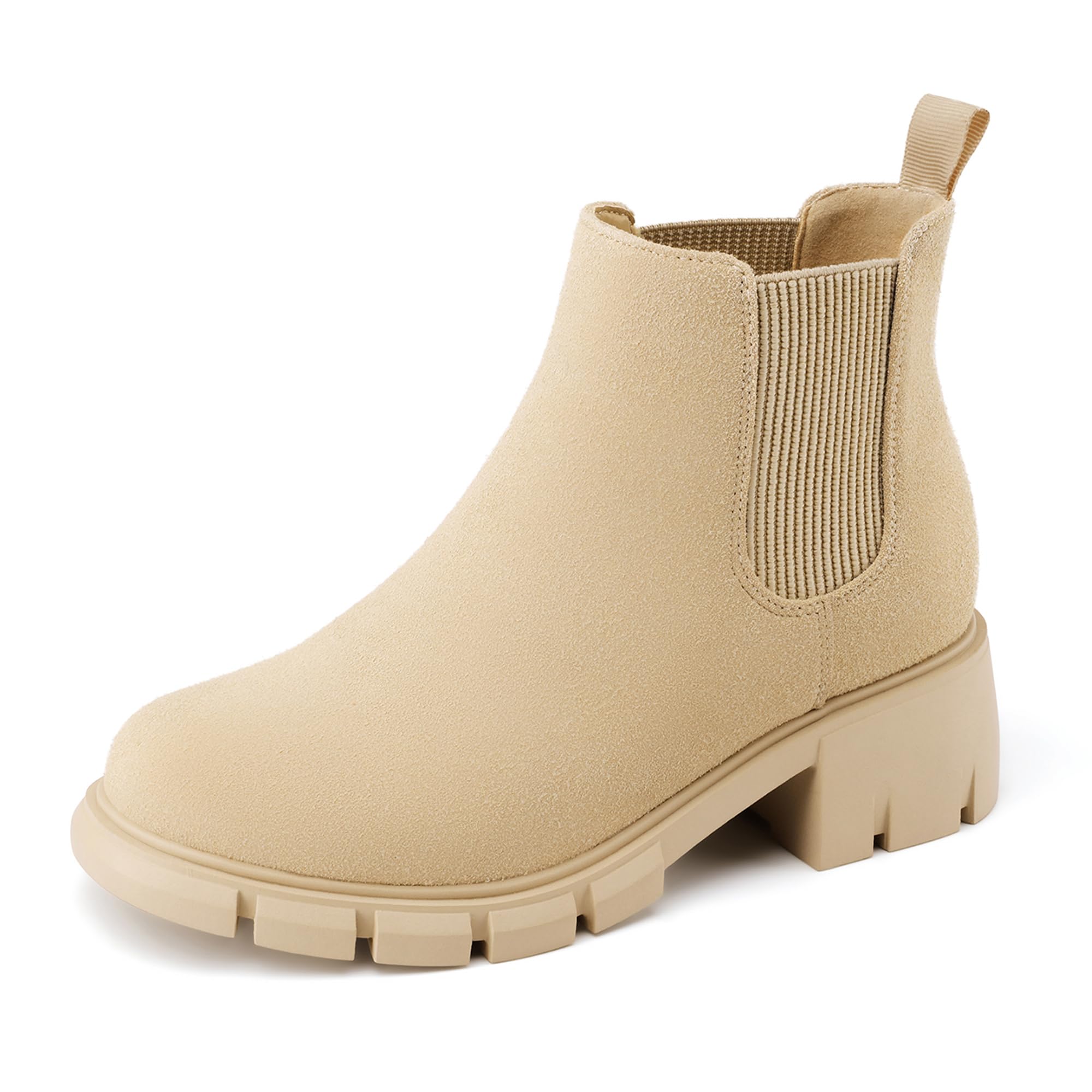 Athlefit Girls Ankle Boots Kids Comfortable Slip on Lug Sole Chelsea Booties for Toddler Little Kid Big Kids