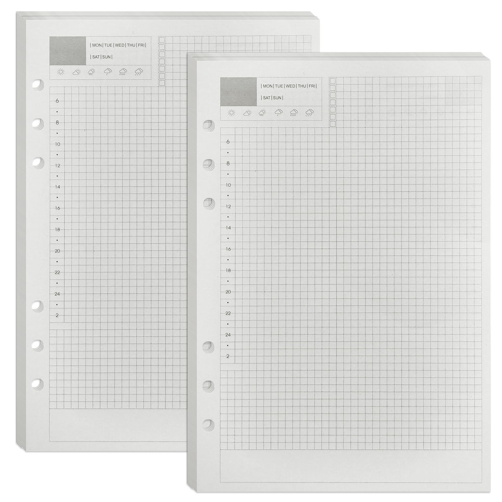 DY.2ten A5 Undated Daily Planner Refills, 6 Hole Punched Planner Inserts, 90 Sheets/180 Pages, 100gsm Thick Binder Inserts Paper, 8.27" × 5.55"