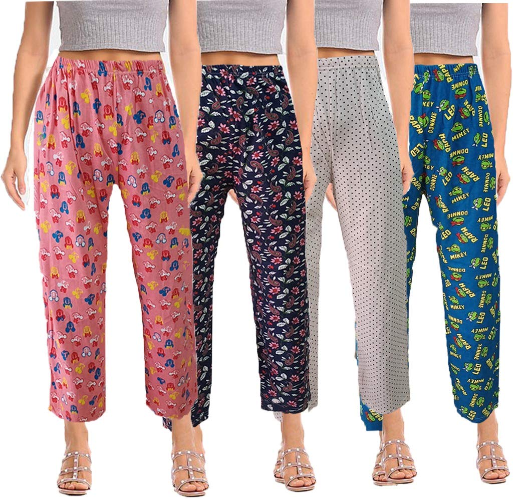 Women's Cotton Printed Pajama (Pack of 4)-image-10