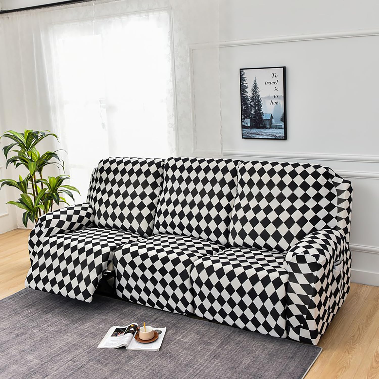 House of Quirk Recliner 8 Pieces Covers Stretch Reclining Couch Covers