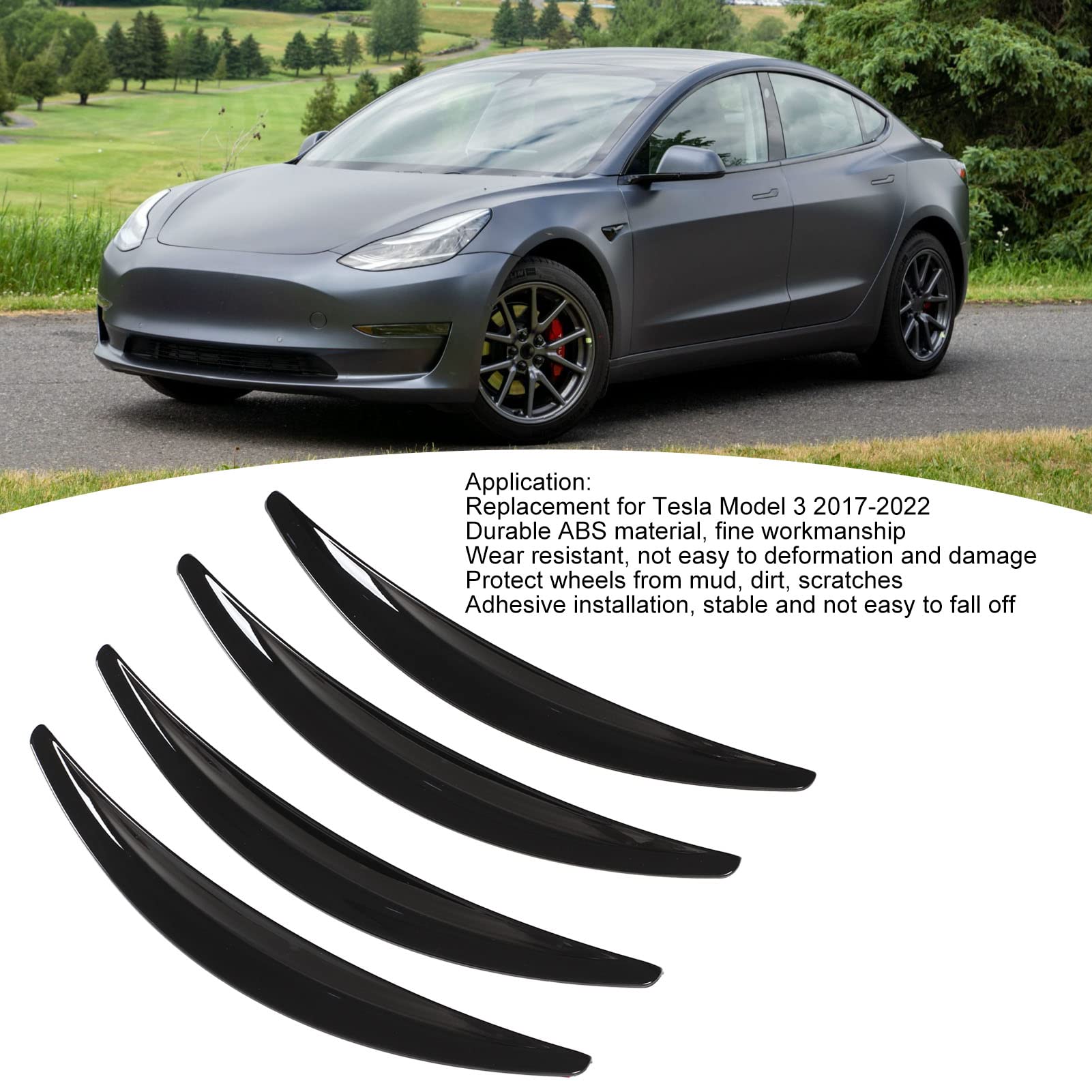 Kotflügelverbreiterung Für 2017–2022, 4 ABS Schwarz gebacken Radlauf Verbreiterung Auto-Kotflügelverbreiterungen Klebemontage Radlaufstreifen für sportliche Optik
