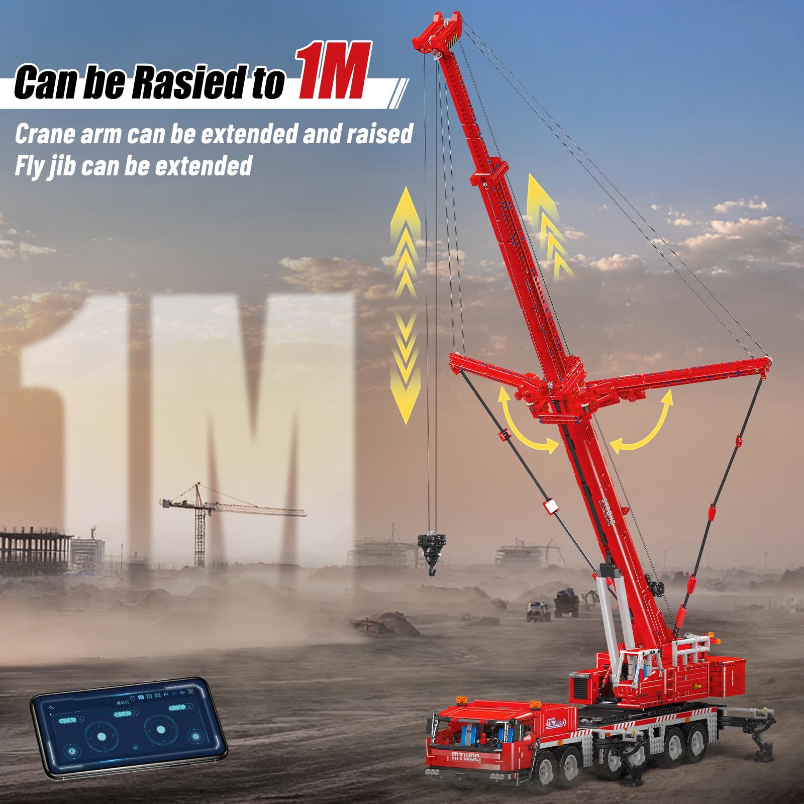 Mould King 17065 Technik GMK Heavy Duty Crane Klemmsteinen Kit 4566+ PCS MOC Remote Commanded Raupengraune Blöcke Toy mit 5 Motor