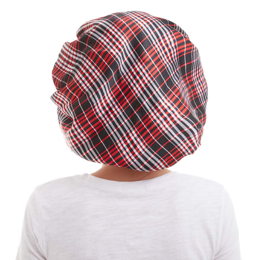 Large Satin Sleep Cap Silk Elastic Night Sleeping Hat Bonnet Nightcap Head Cover with Comfortable Wide Band for Women (TW-3)