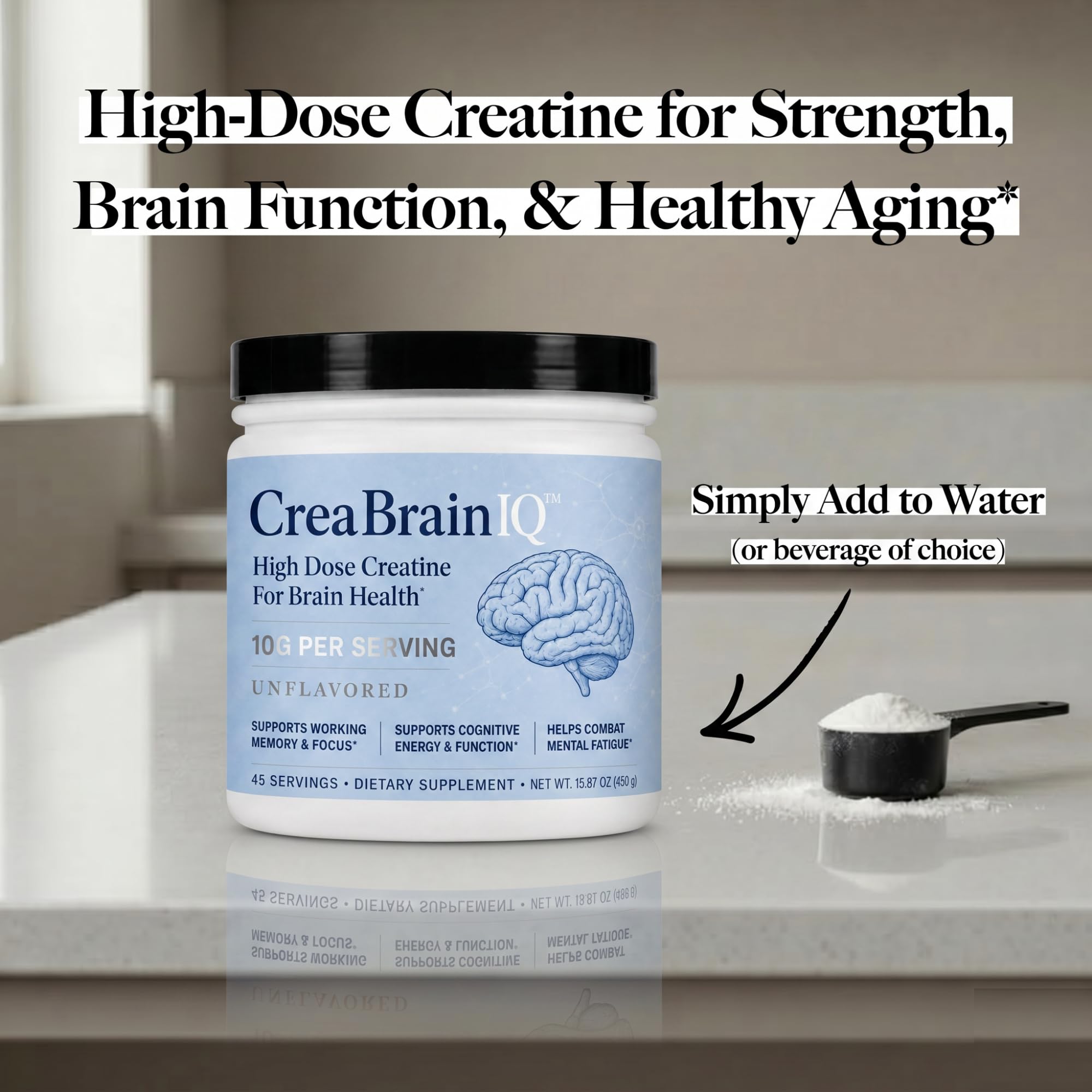 Utzy Naturals CreaBrainIQ | High Dose Creatine Powder - 10g | 45 Servings — Amazon image 7