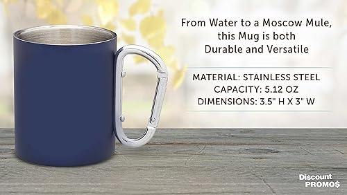 Miniatura 119 de Tazas personalizadas de acero inoxidable con asa de mosquetón, 10 onzas, juego de 10, paquete personalizado a granel, perfectas para café