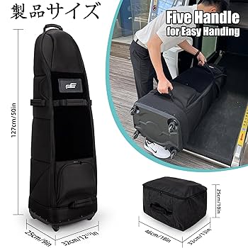 【新品未使用】PLAYEAGLE キャディバッグ カバー　キャスター付 ボール付 PlayEagle ゴルフバッグトラベルカバー キャディバッグ 折り畳み