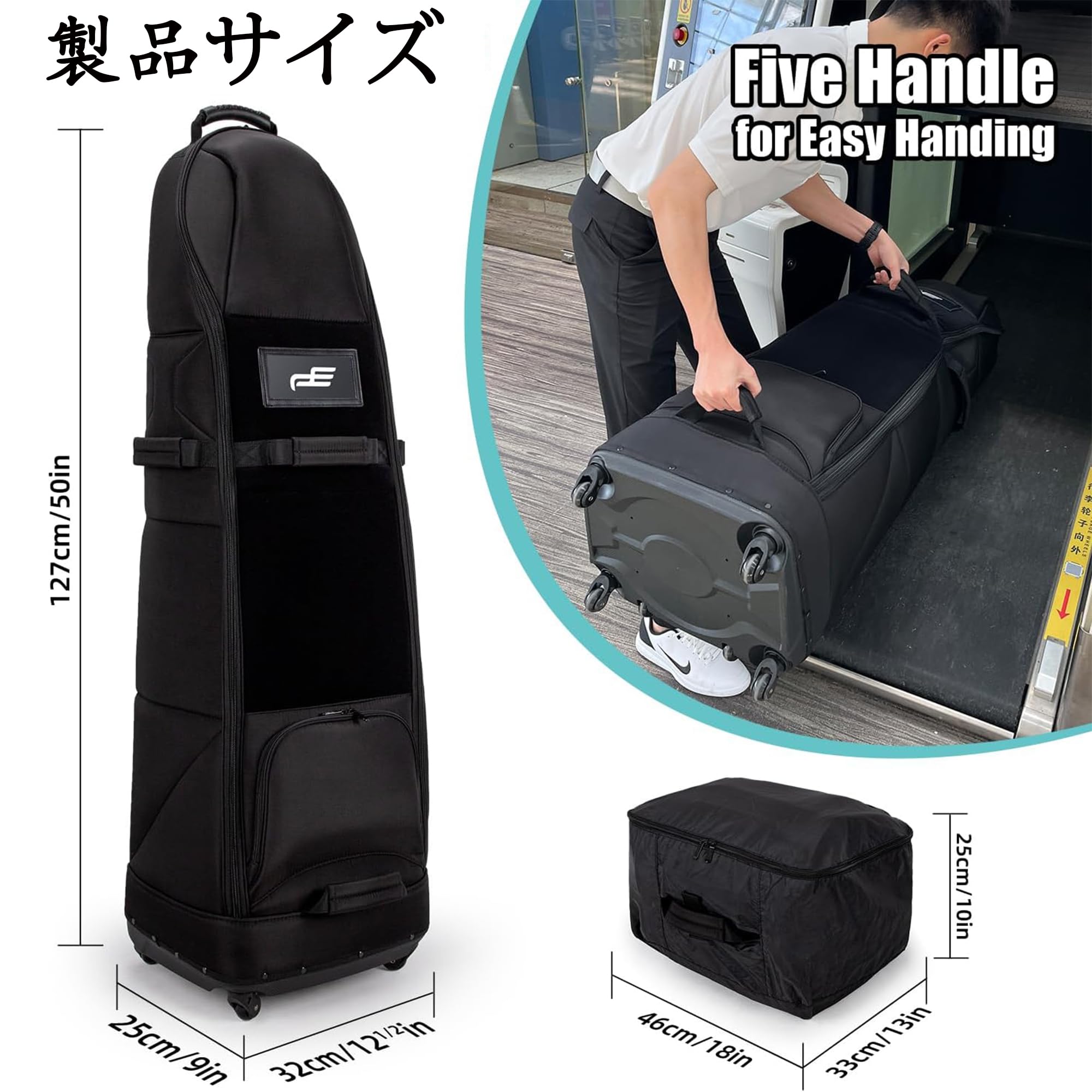 PlayEagle ゴルフ用トラベルカバー キャスター付き ゴルフバッグカバー Amazon | PlayEagle ゴルフバックカバー ゴルフ用トラベルカバー