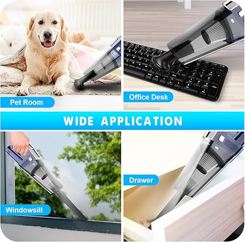 Miniatura 4 de Aspiradora de mano inalámbrica Mini aspiradora portátil recargable para automóvil con 11000 PA potente succión para el hogar y la oficina