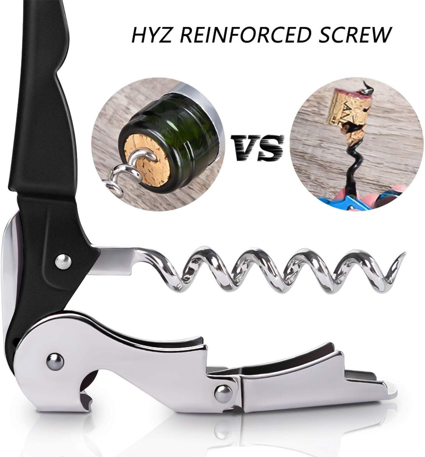 NJ Corkscrew Upgraded Heavy Duty Wine Opener with Foil Cutter and Bottle Opener for Restaurant Waiters, Sommelier, Bartenders, Corkscrew for Wine and Beer:1 Pc. 2