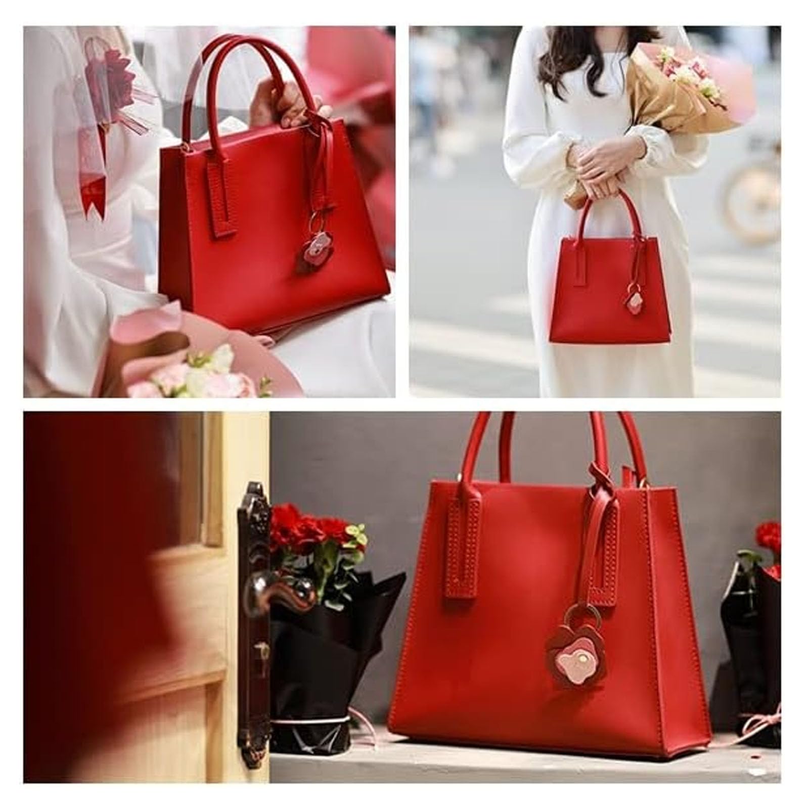 POPSEWING Leder-Handtaschen-Set für Damen mit Griffen oben, DIY-Umhängetasche mit Nähset, handgefertigtes Taschen-Set für Mutter, Freundin, Geburtstag, Weihnachten, Geschenk (schwarz)