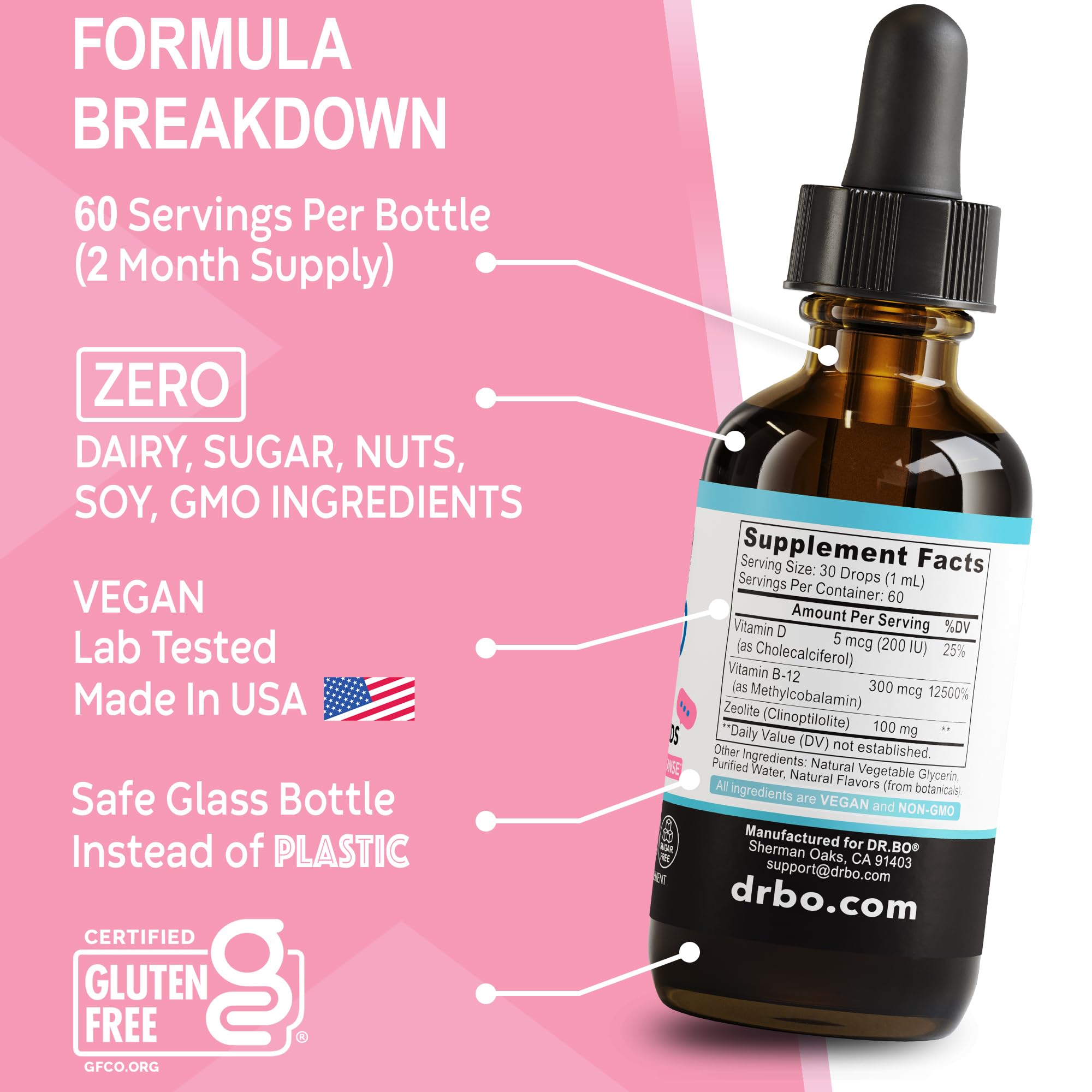 Zeolite Detox for Kids Lingo Drops - Natural Lingo Zeolite Drops for Kids Methylated B12 & D3 Advanced Clinoptilolite - Pure Extra Clinoptilolite Leap Liquid Detox Body Cleanse Supplement Ages 3+, 2oz — Amazon image 8