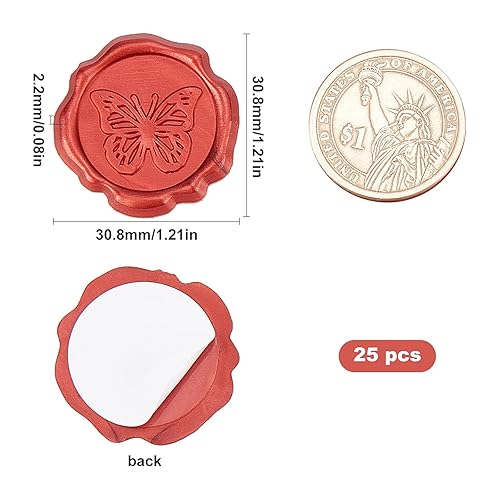 Miniatura 9 de CRASPIRE 25 calcomanías adhesivas de cera para reloj, sellos de cera autoadhesivos, calcomanías de sobre, calcomanías rojas para decoración, sobres