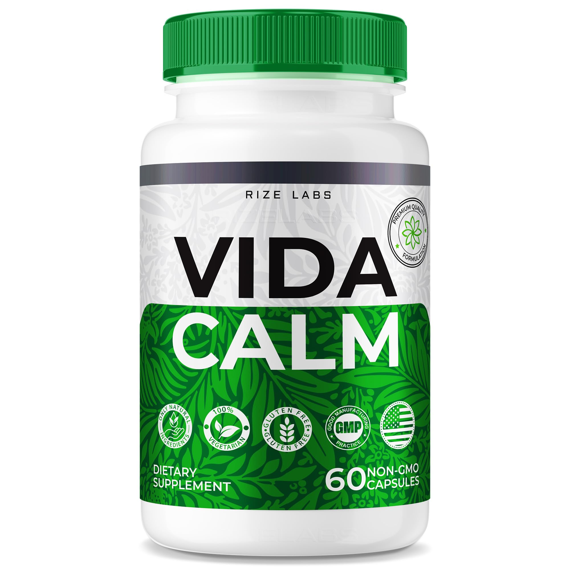 rize labs - Vida Calm Advanced Formula Capsules, Provides Maximum Strength, for Stress, Calming, Relaxation, Supplement (60 Capsules)