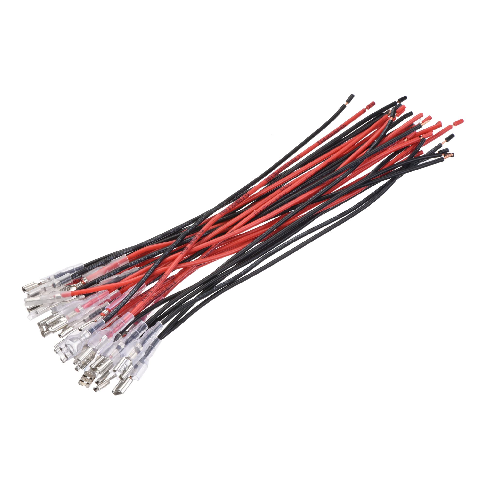 MECCANIXITY Female Spade Crimp Terminal 2.8mm 4.8mm 6.3mm with Insulating Sleeve 20cm 20 AWG Wire Red Black Assortment Kit for Lamp Switch, Set of 5