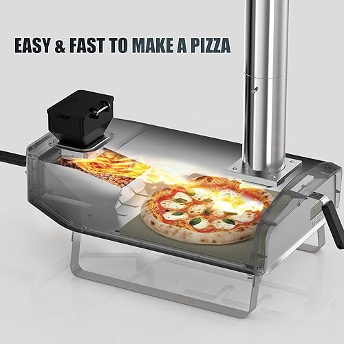 Miniatura 6 de Q Pizza Horno de pizza portátil, estufa de pizza al aire libre, horno de pizza de pellets de leña con piedra para pizza al aire libre en el patio