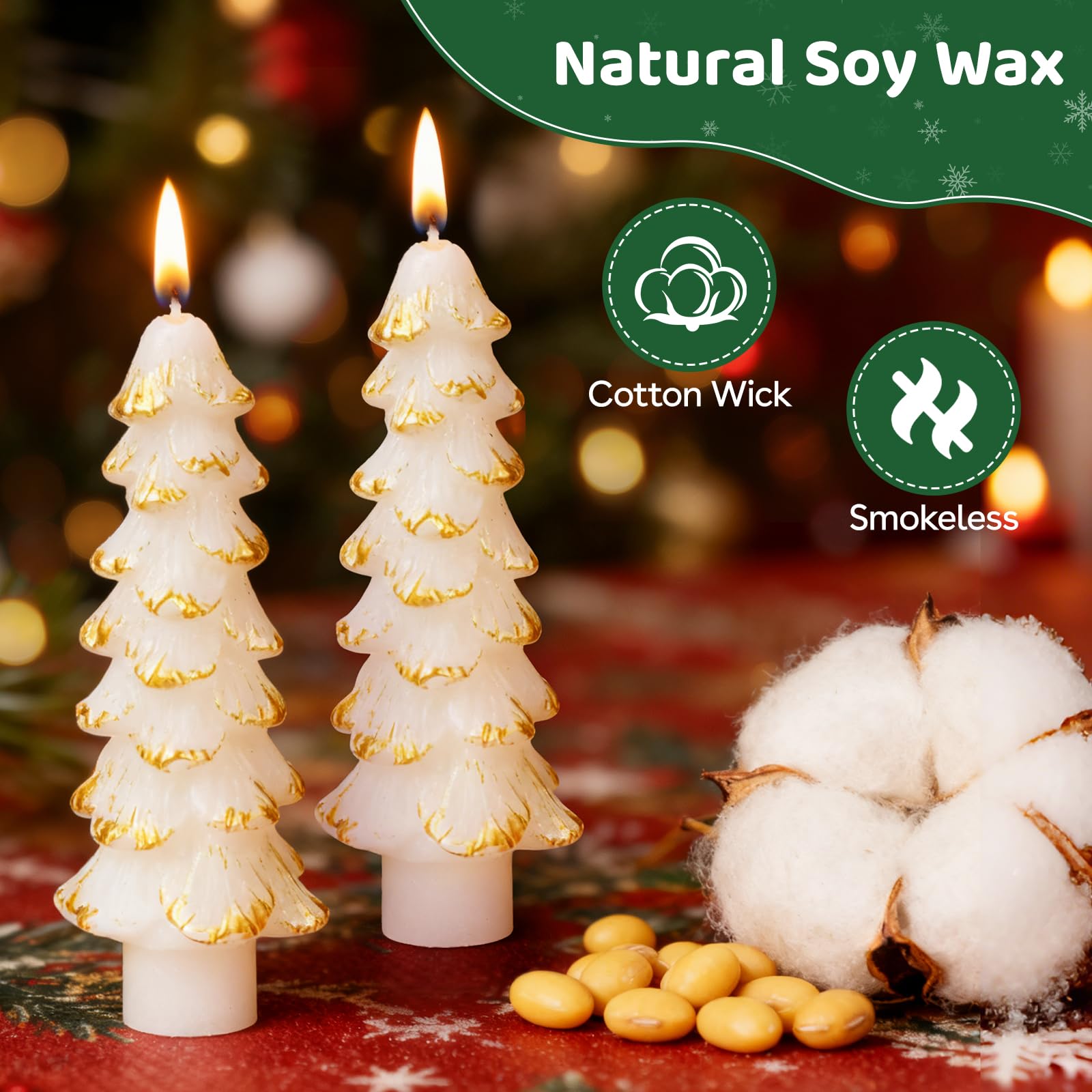 Eldnacele Candele Per Albero Di Natale Con Timer Da 6 Ore, Set Da 2 Candele Senz