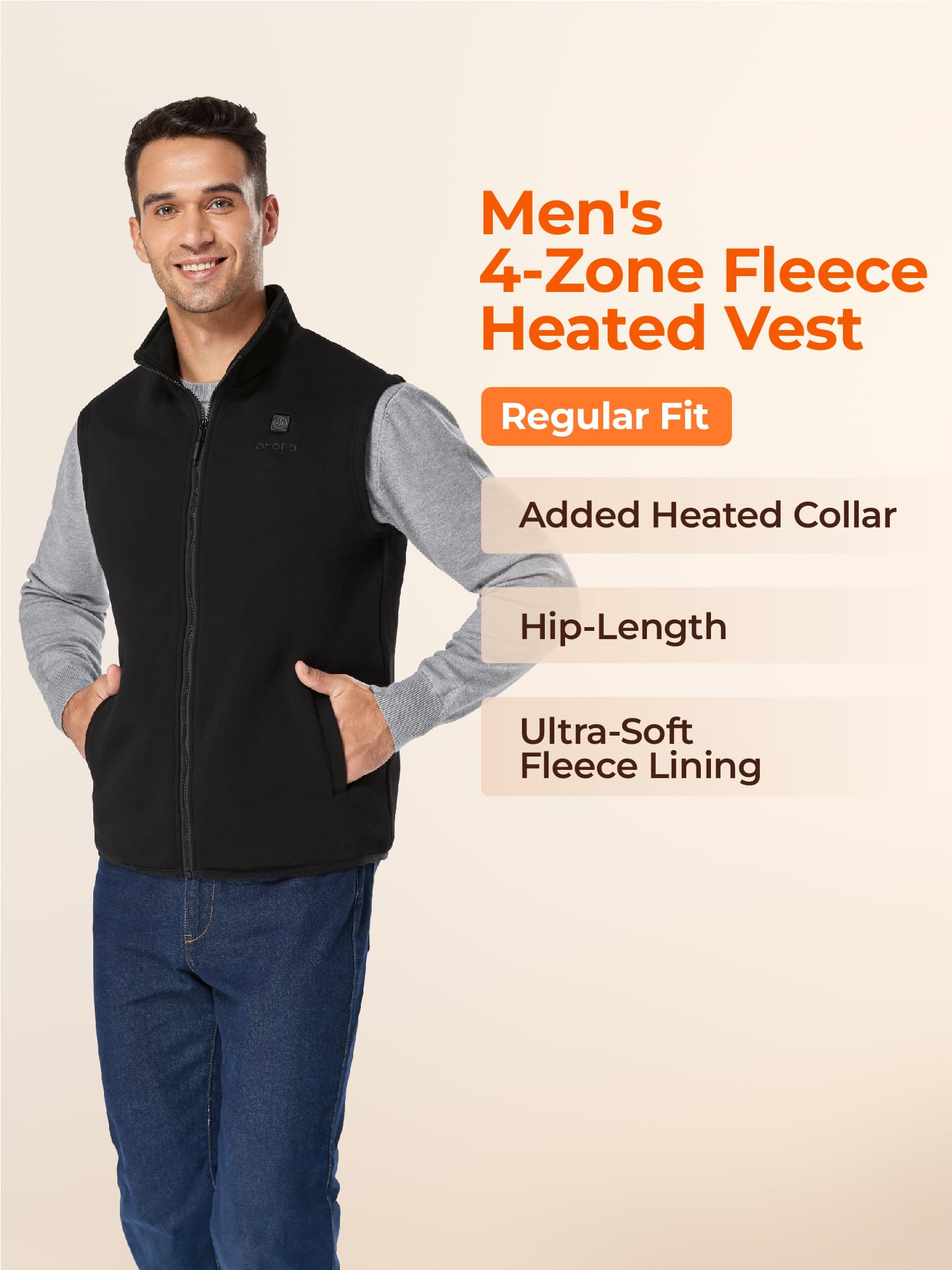 ORORO Gilet Pile Riscaldato per Uomo con Batteria Portatile - Gilet Elettrico Riscaldato da Base per Uomo