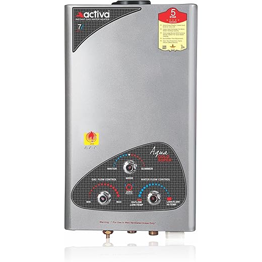 ACTIVA Instant Gas Water Geyser, 6 Ltr Tank, Low Pressure Gas Geyser, ISI Marked Cooper Element, 5 Star Rated, Auto Cutt off,Anti Rust Coating to save...